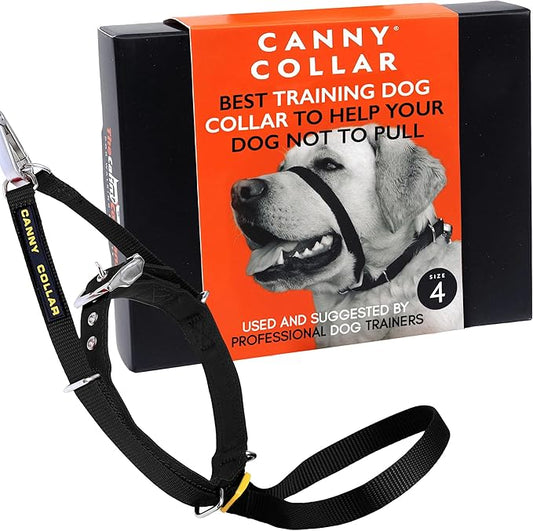 Canny Collar No-Pull Dog Head Collar | Train Your Dog to Stop Pulling & Walk On a Loose Leash | Gentle, Safe, Comfortable Training Aid | Medium Dogs | Black, Size 4