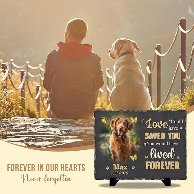 Personalized Pet Memorial Stone | Custom Photo Memory Plaque for Dogs | Pet Remembrance Gift for Loss of Dog | Memorial Stone for Garden or Home Decor