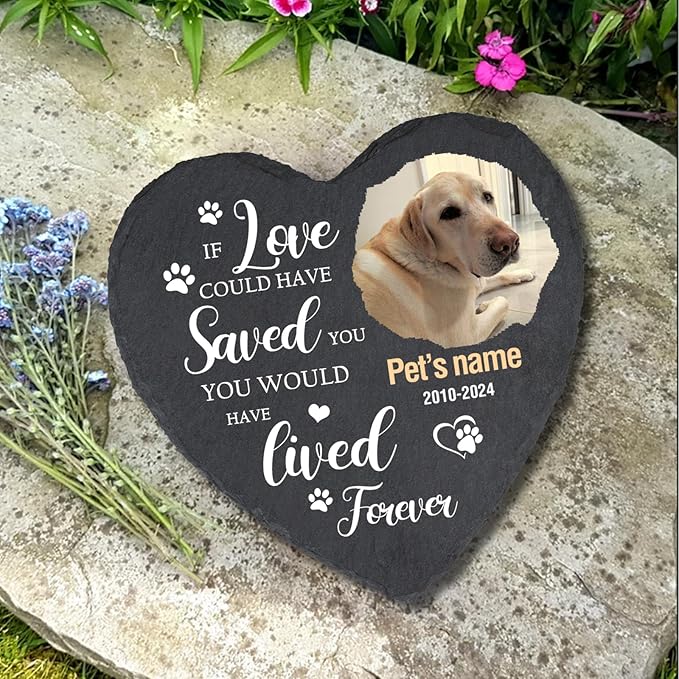 Cowcute Personalized Pets Memorial Stones with Photo and Name, Customized Dog Memorial Gifts for Loss of Dog, Loss of Cat Sympathy Gift, Dog Passing Away Gifts, Dog Bereavement Gifts