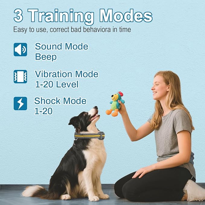 Shock Collar for Dogs - 2600ft Dog Training Collar with Remote, IP67 Waterproof Dog Shock Collar with Remote Control, 3 Modes E-Collars with Beep/Vibration/Safe Shock Collar for Dogs 8-120lbs