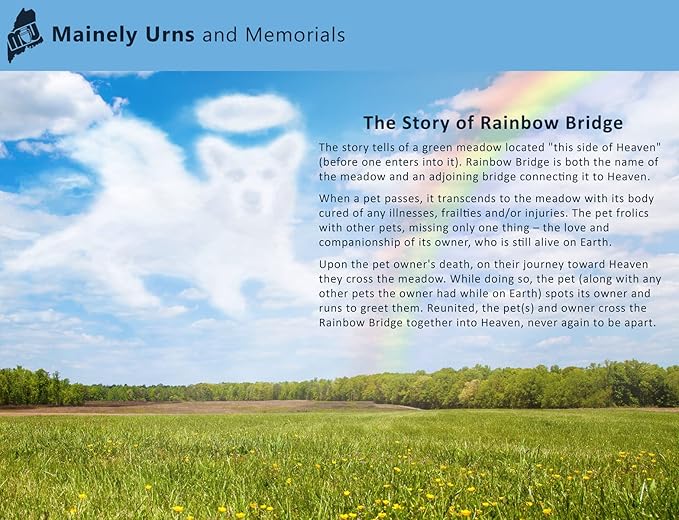 Large Rainbow Bridge Paw Print Economy Pet Cremation Urn Tin - 85 Cubic Inch Capacity for a Pet Weighing up to 70 Pounds - Pet Memorial Urn Tin for Ashes