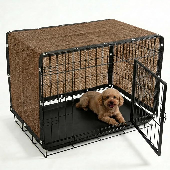 Royal Shade 6' x 11' Brown Custom Size 90% Shade Cloth Dog Kennel Shade Mesh Tarp Sunblock with Grommets for Dog Kennel Cover, Fence Privacy Screen, Greenhouse, Chicken Coop & Pet Playpen.