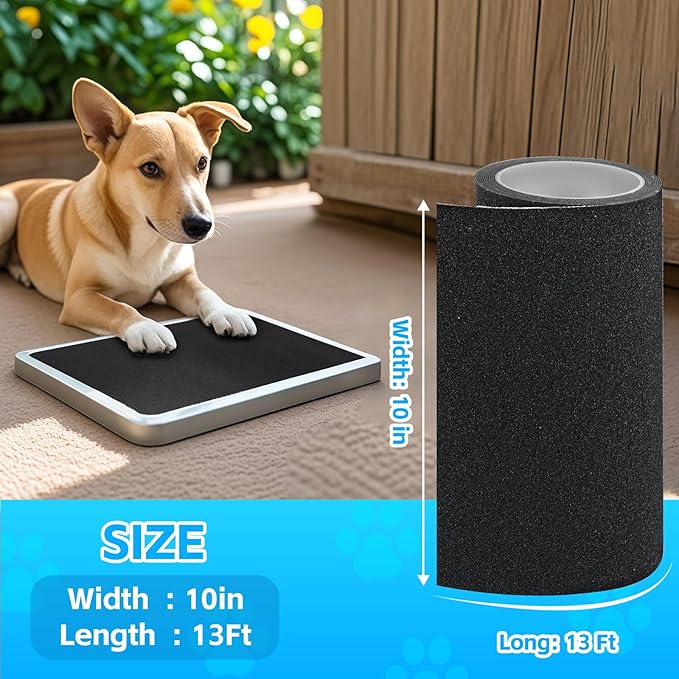 Pet Nail Self Adhesive Replacement Emery Paper, Eases Dog Nail Trimming Anxiety, Suitable for Doors (10in*13ft, Black)