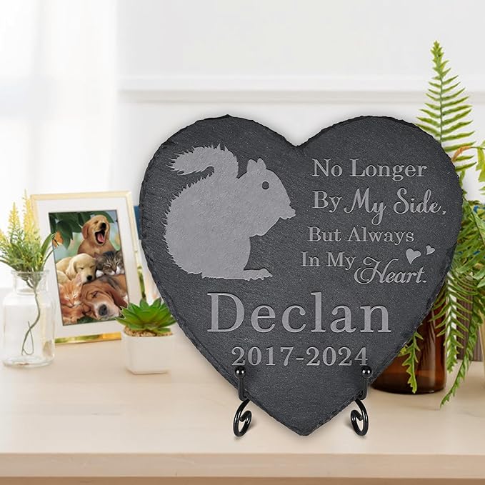 Squirrel Memorial Stone Squirrel Headstone - Memorial for Squirrel - Loss of Squirrel - Squirrel Keepsake - Pet Remembrance Squirrel - in Memory of Squirrel (Heart-Shaped)