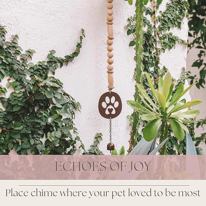 Pet Memorial Wind Chime - Dog Memorial Gifts for Loss of Dog - Bereavement Gifts – Pet Remembrance Gift in Memory- Paw Print Windchime with Rainbow Bridge Card