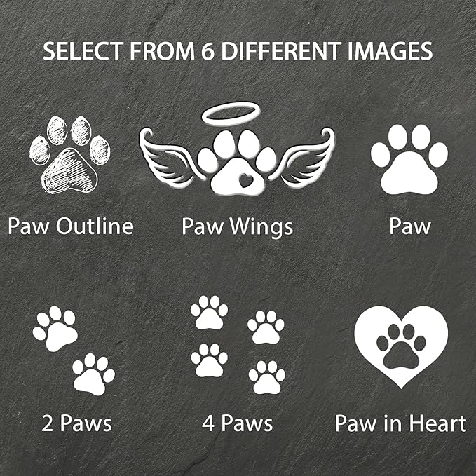 Heart Shaped Pet Memorial Stone for Dog or Cat - You Left Paw Prints on Our Hearts - Dog Heaven - Angel Wings Paw - Dog Loss Sympathy Gift