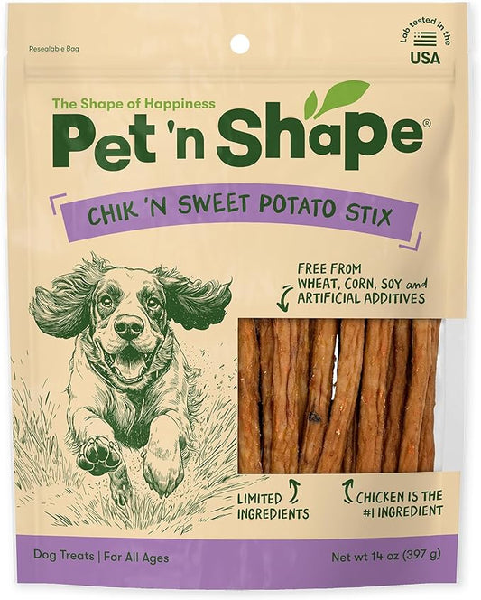 Pet 'n Shape Chik 'n Sweet Potato Stix Dog Treats – Made and Sourced in the USA - 14 Ounce