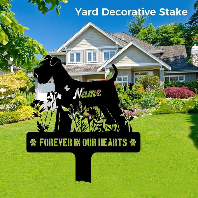 Custom Miniature Schnauzer Mini Schnauzer Dog Grave Marker, Personalized Dog Memorial Stake, Metal Pet Tombstone, Outdoor Sympathy Sign for Garden Yard Decor, Pet Loss Gift