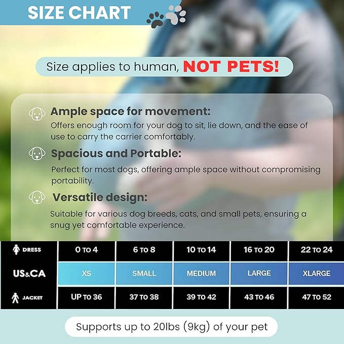 Pet K’tan Anti Anxiety Wearable Cat & Dog Carrier – Hands-Free Front Facing Adjustable Pet Cuddler Sling for Small to Medium Pets & Puppies up to 20 lbs | Pawquamarine | Medium