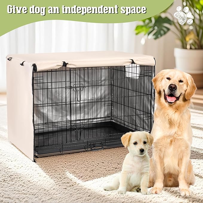 kefit Dog Crate Cover 36 inch, Kennel Cover for Dog Cage, Beige