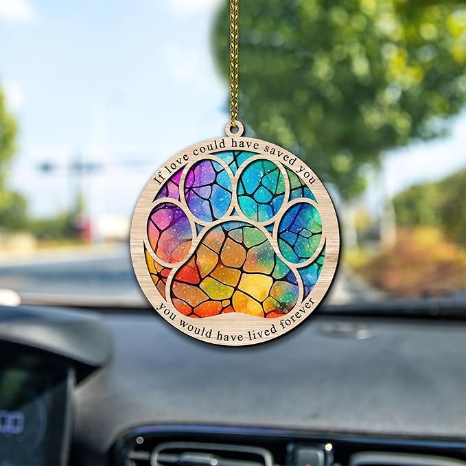 Hyturtle Pet Memorial Suncatcher Gifts for Loss of Dog Cat - Paw Dog Cat Memorial Ornament - Pet Memorial Gifts, Sympathy Remembrance Gifts for Loss of Pet, Pet Memorial Gifts For Christmas