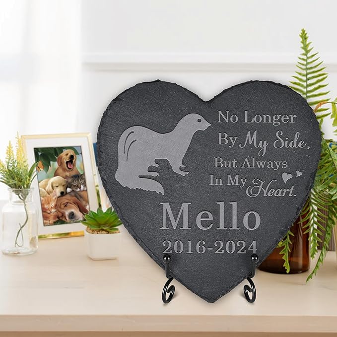 Ferret Memorial Stone Ferret Headstone - Memorial for Ferret - Loss of Ferret - Ferret Keepsake - Pet Remembrance Ferret - in Memory of Ferret (Heart-Shaped)