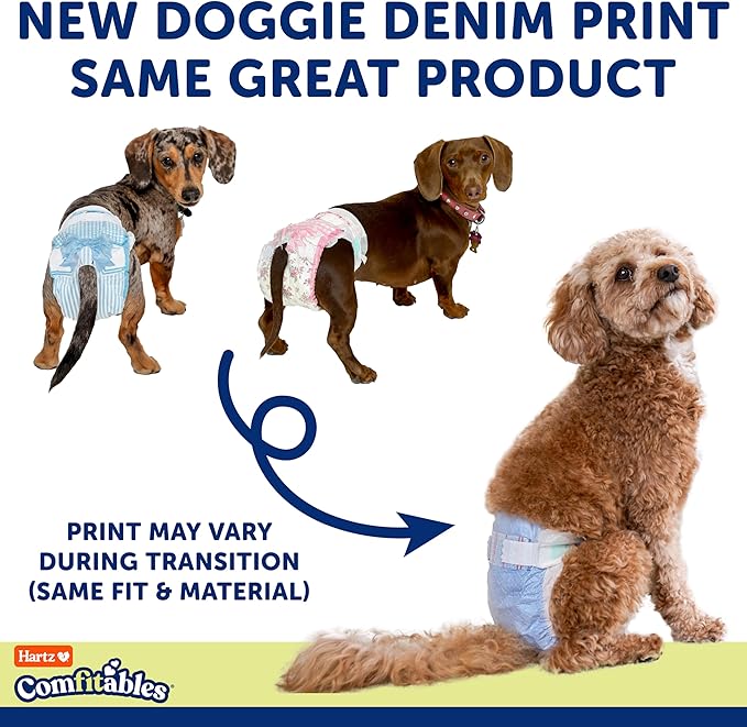 Hartz Comfitables Disposable Dog Diapers, Size XS 38 count, Comfortable & Secure Fit, Easy to Put On, Super Absorbent Male and Female Diaper