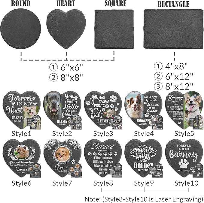 ubjva Dog Memorial Stone Dog Memorial Gifts for Loss of Dog Pet Garden Stone for Indoor Outdoor Lawn Backyard Cemetery Decorations -Own Design(Laser Engraving)