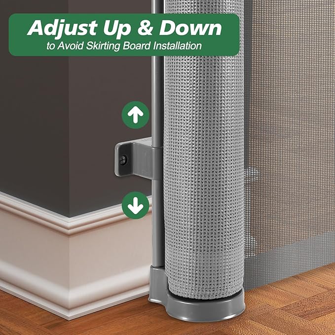 24" Tall X 100" Extra Wide Short Dog Gates to Step Over, Extra Long Short Pet Gate for Doorways, Small Puppy Gates for The House Mesh Doggie Gates for Indoors Outdoor, Gray