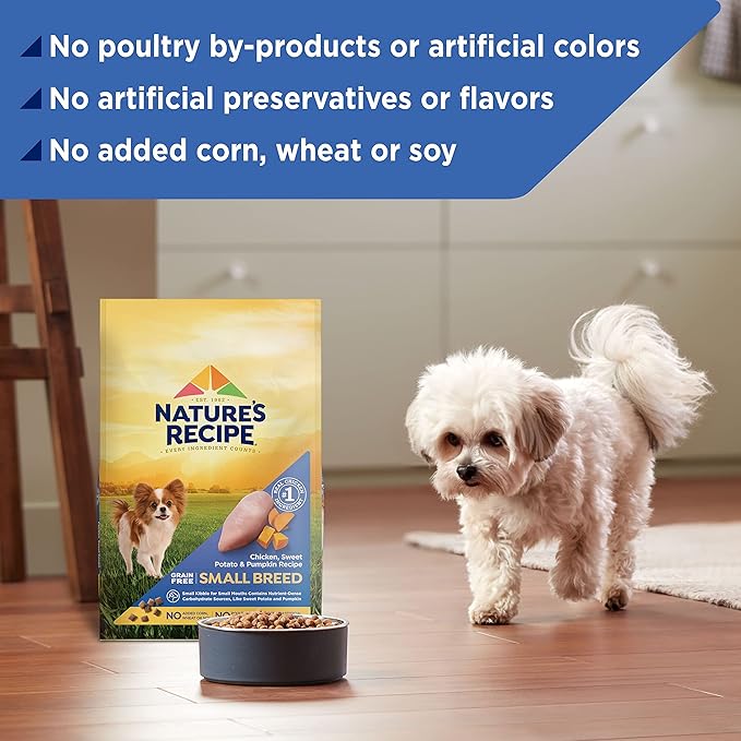 Nature's Recipe Grain Free Small Breed Dry Dog Food, Chicken, Sweet Potato & Pumpkin Recipe, 12 lb. Bag