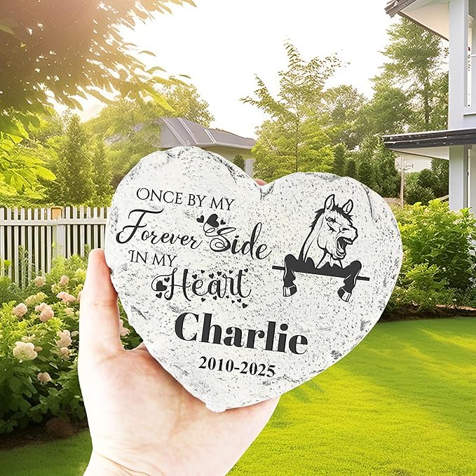 Personalized Pet Memorial Stone - Garden Memorial Stone Customized- Horse Headstone - Horse Tombstone - Loss Gift for Pet - Memorial Plaque Outdoor
