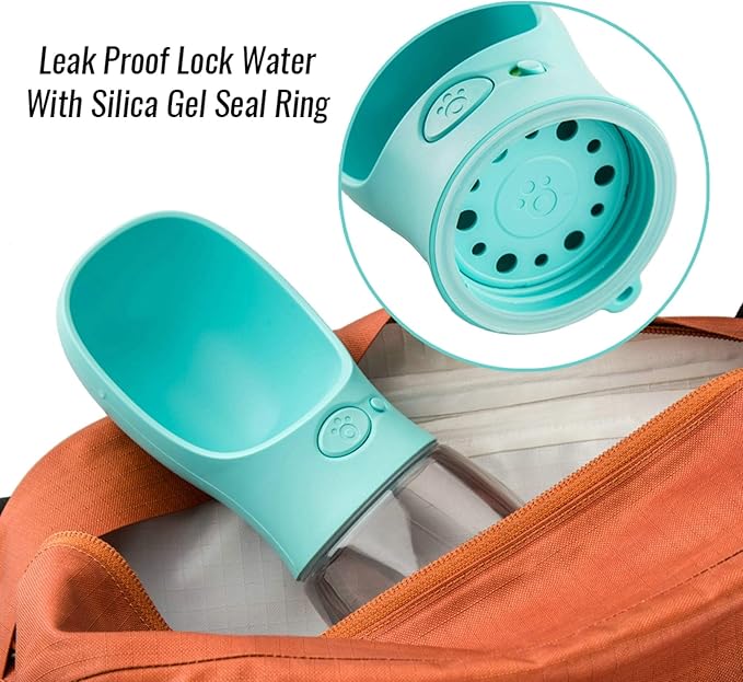 Dog Water Bottle, Leak Proof Portable Pet Water Bottles for Dogs, Puppy Water Dispenser with Drinking Feeder for Travel (Teal 12oz)