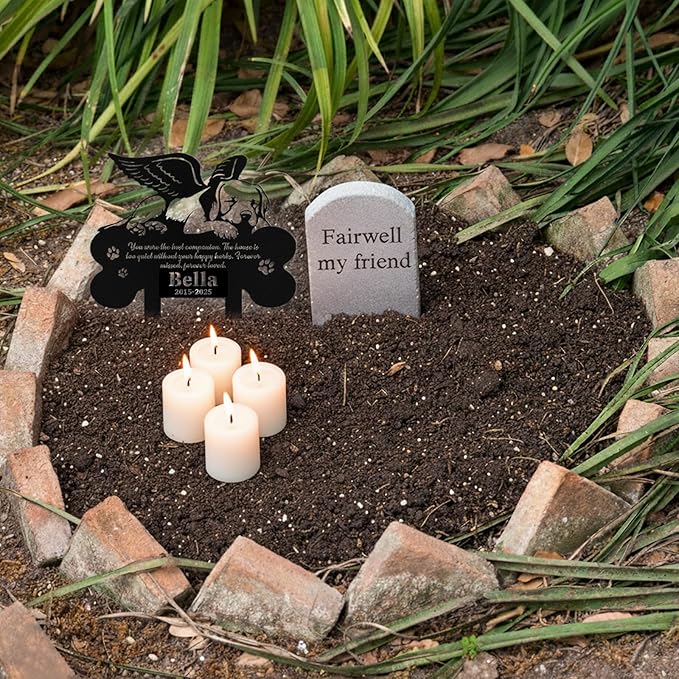 Custom Dog Grave Markers Outdoor, Personalized Pet Grave Marker Stake Dog Memorial, Outdoor Weatherproof Pet Cemetery Sign, Personalized Dog Memorial Gifts for Loss of Dog