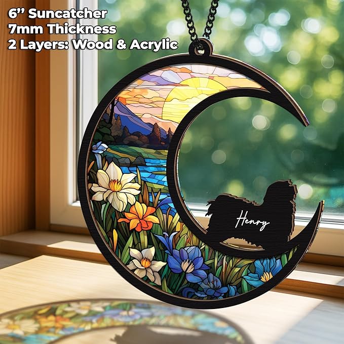 6'' Havanese Memorial Suncatcher, Personalized Name Dog Breed, Havanese Ornament Window Hanging, Sympathy Gift for Loss of Pet, Passed Away Remembrance Gift for Dog Lovers