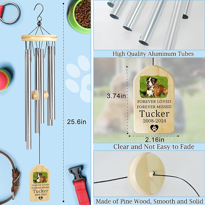 Dog Memorial Gifts for Loss of Dog, Pet Memorial Wind Chime, Pet Memorial Gifts, Pet Loss Gifts, Loss of Dog Sympathy Gift, Dog Remembrance Gift, in Memory of Dog Cat - Forever Missed
