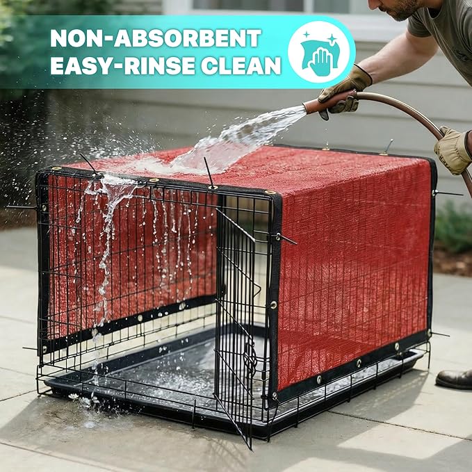 Royal Shade 8' x 19' Red Custom Size 90% Shade Cloth Dog Kennel Shade Mesh Tarp Sunblock with Grommets for Dog Kennel Cover, Fence Privacy Screen, Greenhouse, Chicken Coop & Pet Playpen.