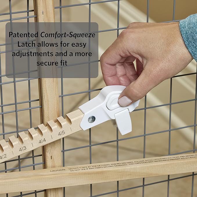 Midwest Homes for Pets Wire Mesh Pet Safety Gate, Dog Gate Expands to 50 Inches Wide, 44 Inches Tall, No Damage to Walls, Natural Wood and Powder Coated Wire