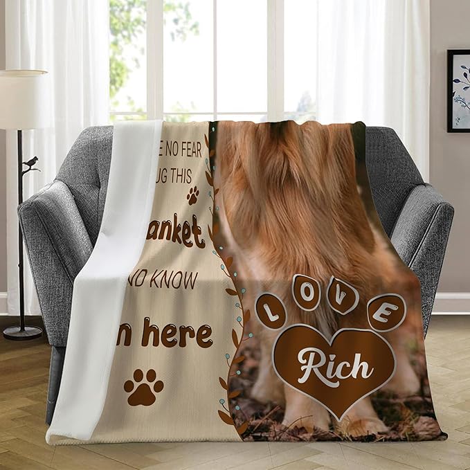 Ship Next Day, Customized Pet Memorial Gifts, Custom Dog Blanket with Picture Name, Personalized Pet Memorial Blanket with Photos, Loss of Pet Sympathy Gift, Dog Passing Away Bereavement Gifts