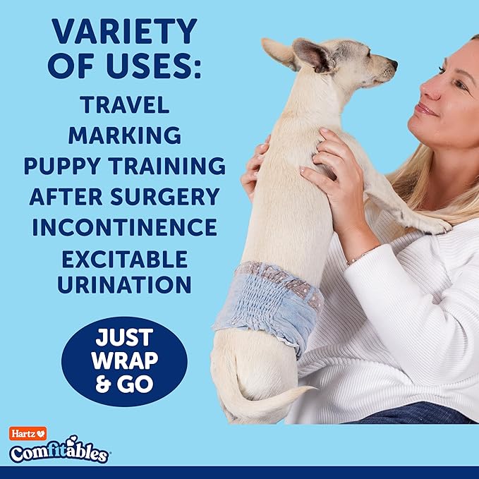 Hartz Comfitables Disposable Male Dog Wraps with Stretchy Waistband, Large 24 Count