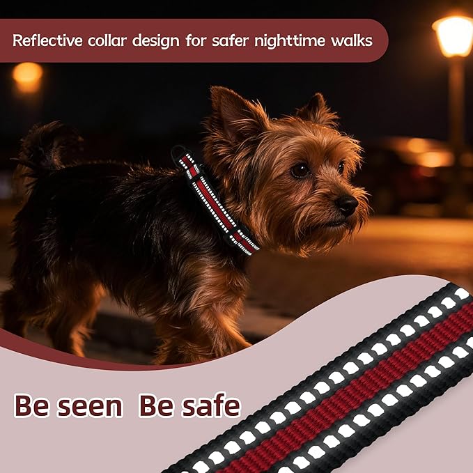 Martingale Collar for Dogs Reflective Collar with Quick Release Buckle, Adjustable Nylon Collars for No Slip Dog Collar, Red, XS