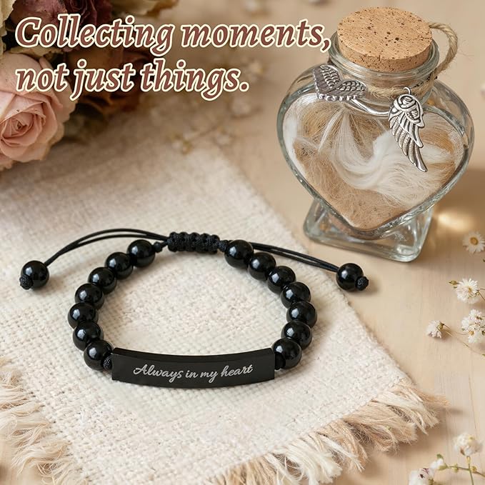 Dog Memorial Bracelet – Adjustable Pet Keepsake with Paw & Heart Charm, Sympathy & Remembrance Gift for Dog Loss, Cat & Pet Bereavement, Light Glossy