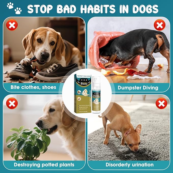 QHZ] Dog Bitter Apple Spray - Anti-Licking & Chewing Training Aid, Natural & Safe Bitter Agent, Protects Furniture & Wounds, Safe & Non-Toxic Bittering Agent