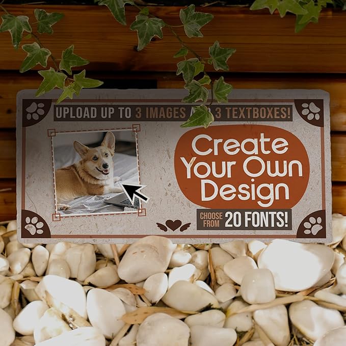 Personalized Pet Memorial Stones, 6x12 Create Your Own Pet Grave Markers as Keepsake or Pet Remembrance, Pet Loss Gifts for Bereaved Pet Owners, DIY Personalized Pet Memorial Limestone (Design 5)