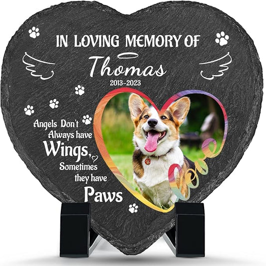 Dog Memorial Gifts for Loss of Dog, Personalized Dog Memorial Stone Plaque with Photo Name, Custom Dog Pet Grave Headstone, Loss of Dog Sympathy Gift for Dog Cat Lovers