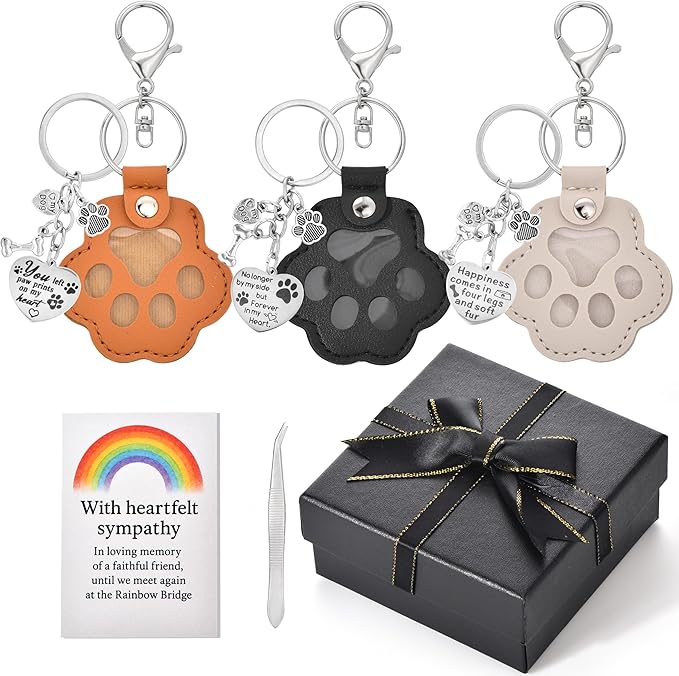 Dog Memorial Gifts for Loss of Dog – 6 PCS Pet Keepsake Keychain Set with Fur Capsule, Engraved Quotes & Gift Box – Sympathy Gift for Pet Loss, In Memory of a Beloved Pet
