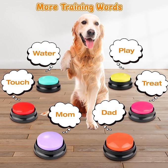 Recordable Dog Buttons 6 Color, Dog Buttons for Communication, Training Your Dog/Cat to Talk, Talking Pet Buttons, Dog Training Set, 30 Second Record & Clear Playback, Gift for Dogs/Cats