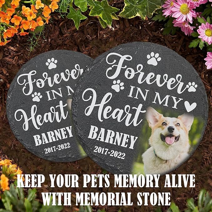 ubjva Dog Memorial Stone Dog Memorial Gifts for Loss of Dog Pet Garden Stone for Indoor Outdoor Lawn Backyard Cemetery Decorations - Style1(Color Printing)