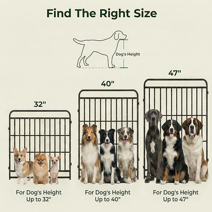Dog Playpen Outdoor 24 Panels 32'' Rustproof Metal Dog Fence with Gate Small Medium Portable Large Dog Play Pen 54FT, 144 Sq.ft for RV Camping, Trips, Play Yard