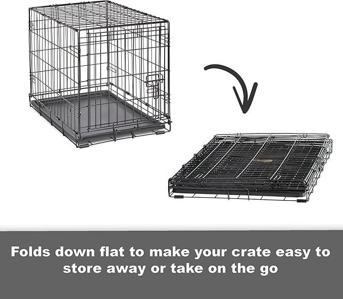 Midwest Homes for Pets 48-Inch New World Crate for Extra-Large Breeds, 90-110 lbs, Double Door Folding Dog Crate, Leak-Proof Tray & Secure Latches, Portable, Durable & Easy to Assemble