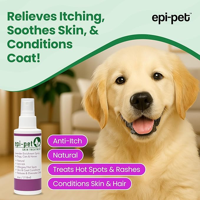 Epi-Pet Veterinary Formulated Dog Hot Spot and Dog Itch Spray, Pet Skin Treatment Spray for Allergies, Deshedding and Redness, Use it as Skin and Coat Conditioner 4 Fl Oz (Pack of 3), Lavender