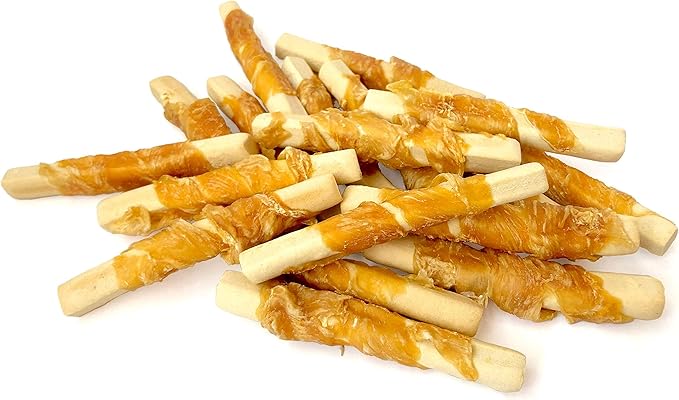 Rena's Recipe Chicken Wrapped Biscuit Twists Dog Treats – Crunchy Biscuit Sticks Wrapped with Real Chicken, High Protein Dog Treats with Glucosamine for Joint Support, 8 oz