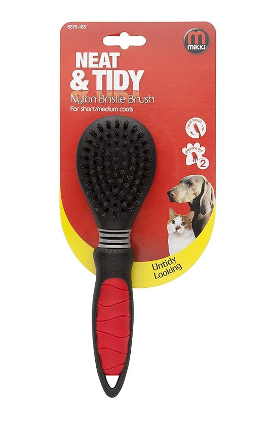 Mikki Dog, Cat Nylon Bristle Brush - Matt and Tangle Remover -Soft Gentle Grooming Brush