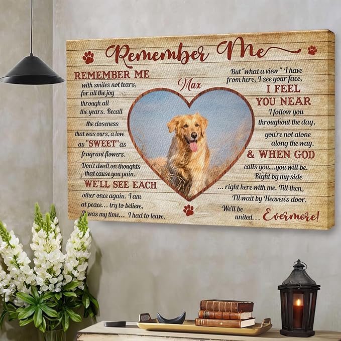Dem Canvas Personalized Photo Canvas Prints, Remember Me, Pet Photo Memorial Gifts For Dog Lover, Cat Memorial Print Photos (36x24)