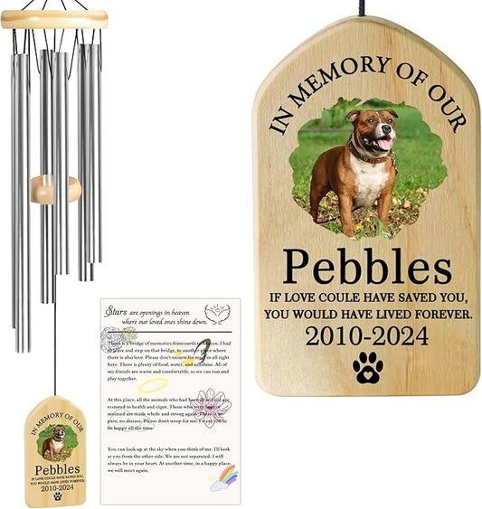 Pet Memorial Gifts for Dogs - Pet Memorial Wind Chime - Dog Memorial Gifts for Loss of Dog - Loss of Dog Sympathy Gift, Dog Remembrance Gift, in Memory of Dog Cat - Have Lived Forever