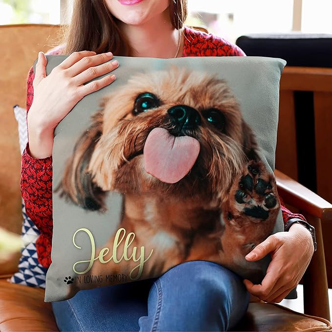 Hyturtle Personalized Pet Photo Memorial Pillow with Insert 12"x12" Double-Sided Printed Sympathy Gifts for Loss of Dog - Dog Remembrance Bereavement Gifts - Custom Memorial Gifts Pillow Home Decor