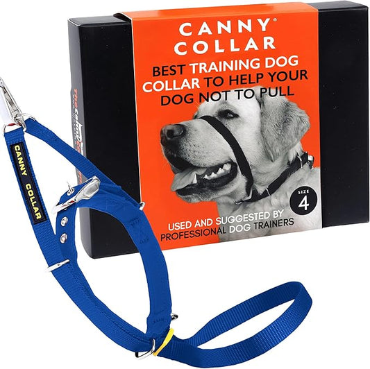 Canny Collar No-Pull Dog Head Collar | Train Your Dog to Stop Pulling & Walk On a Loose Leash | Gentle, Safe, Comfortable Training Aid | Medium Dogs | Blue, Size 4