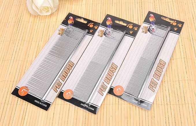1Pc Grooming Comb Dematting Removing Dead, Matted or Knotted Hair Stainless Steel Pet Grooming Comb for Cats, Dogs (Medium)