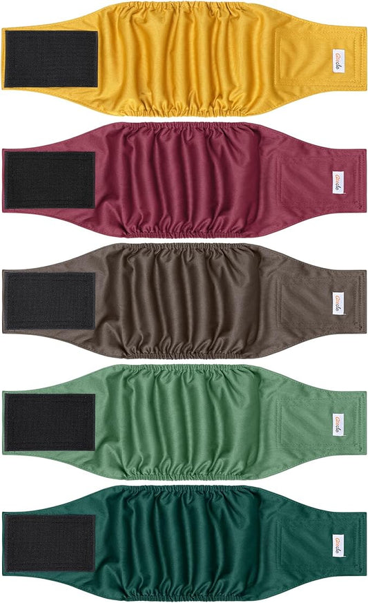 5 Pack Dog Diapers Male Reusable, Premium Belly Bands for Dogs, High Absorbing Male Dog Pee Wraps for Doggie in Incontinence or Excitable Urination Red XS