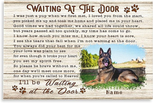 Dem Canvas Personalized Dog Memorial - Pet Loss Sympathy Gift - Waiting At The Door Canvas (36x24)