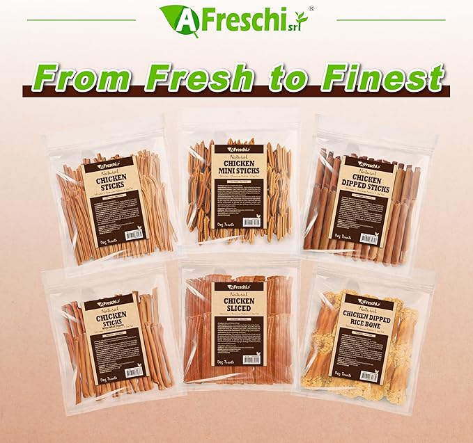 A Freschi srl Chicken Dog Treats, All Natural, Healthy & Easily Digestible, Grain-Free Puppy Chews, Low-Fat, Human Grade Training & Rewards Dog Snacks, Chicken Roll, 12 oz Pack